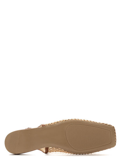 Natural Mesh Slingback Flats with Open Weave Design