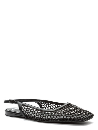 Black Mesh Slingback Flats
