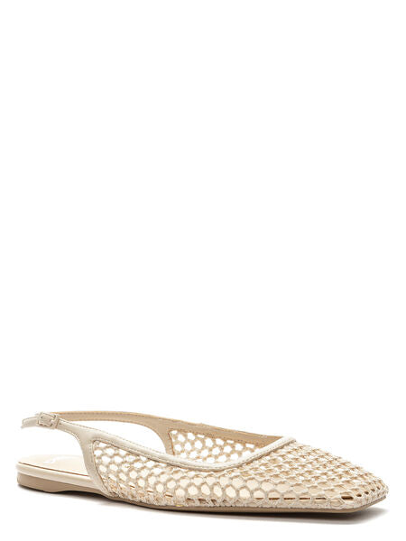 Beige Woven Slingback Flats