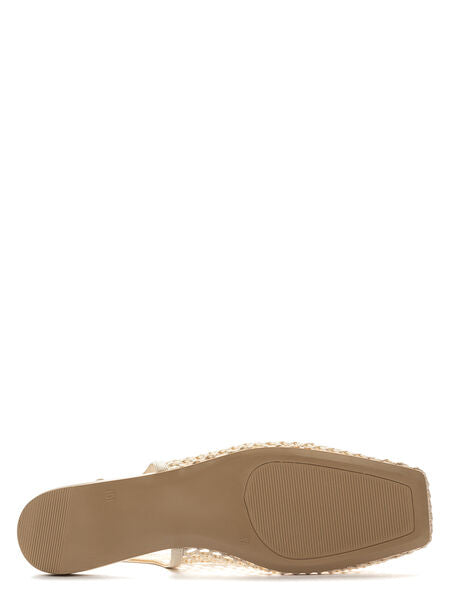 Beige Woven Slingback Flats