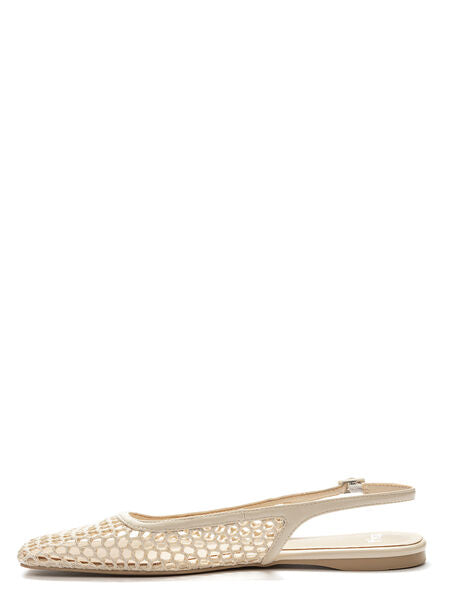 Beige Woven Slingback Flats