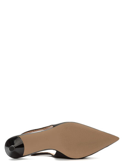 Black Satin Slingback Kitten Heel Pump