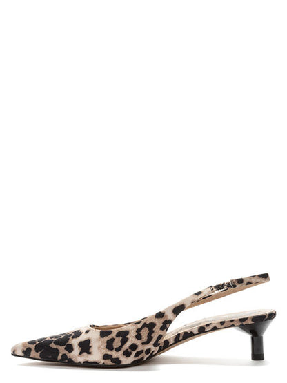 Animal Print Slingback Pump with Kitten Heel