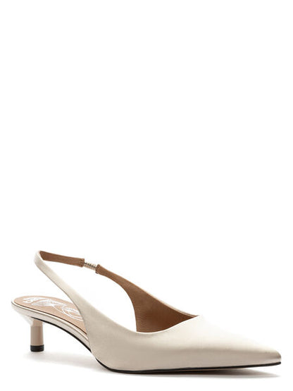 Ivory Slingback Kitten Heels with Pointed Toe