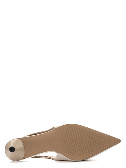 Ivory Slingback Kitten Heels with Pointed Toe