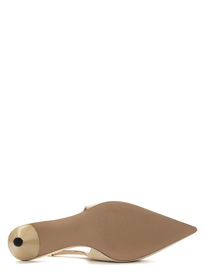 Ivory Pointed Slingback Kitten Heel Shoes