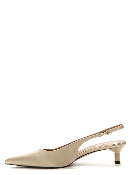 Ivory Pointed Slingback Kitten Heel Shoes