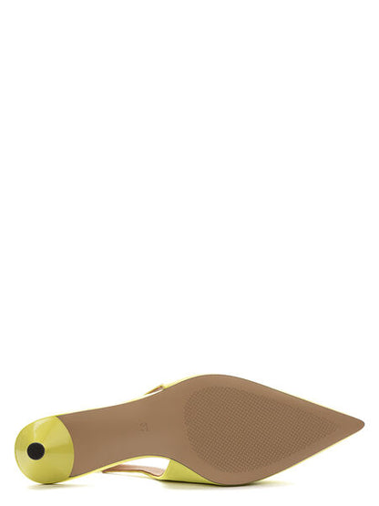 Chartreuse Satin Slingback Kitten Heel