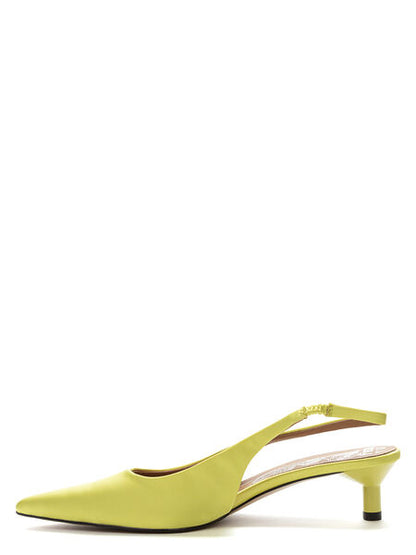 Chartreuse Satin Slingback Kitten Heel