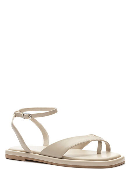 Beige Strap Sandals with Ankle Closure