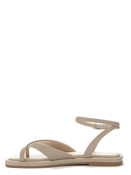 Beige Strap Sandals with Ankle Closure