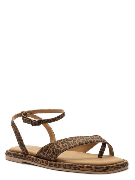 Leopard Print Strappy Sandal with Ankle Strap