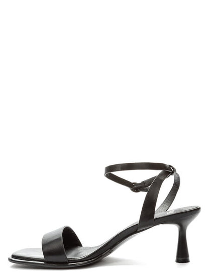 Black Strappy Heeled Sandal with Ankle Strap