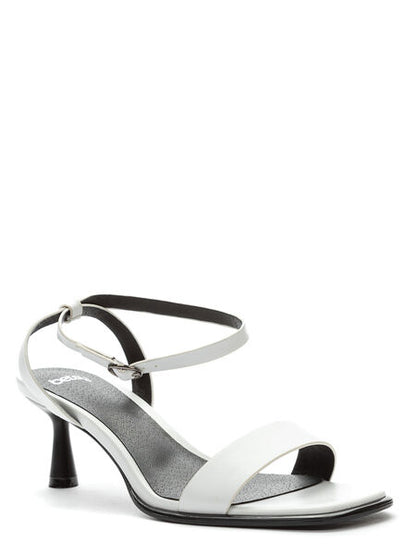 White Strappy Heeled Sandal with Ankle Strap