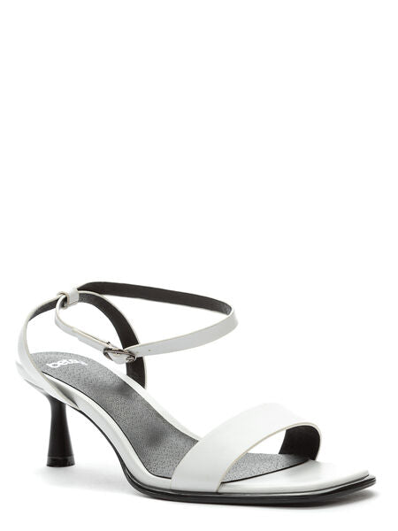 White Strappy Heeled Sandal with Ankle Strap