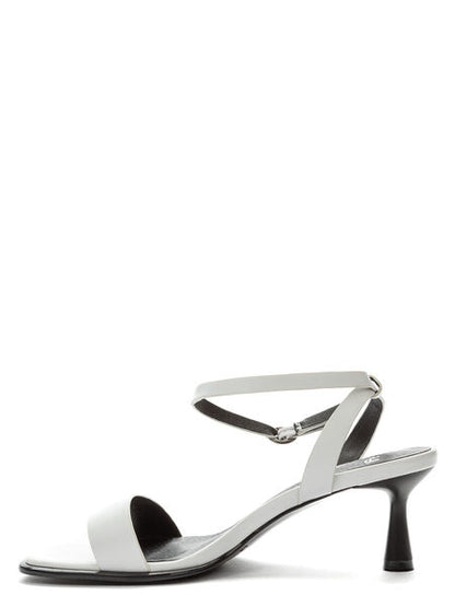 White Strappy Heeled Sandal with Ankle Strap