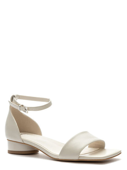 Ivory Ankle Strap Sandal with Low Heel