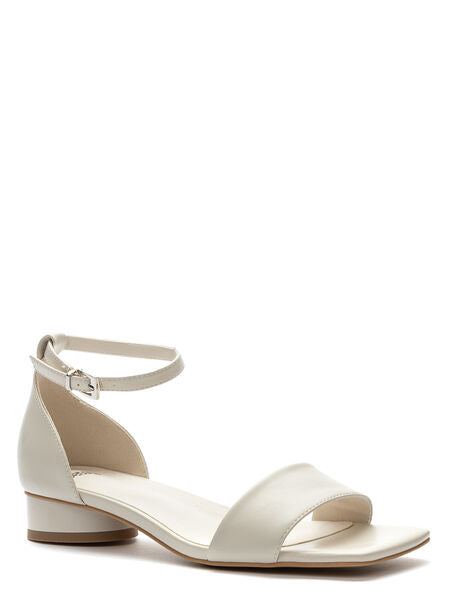 Ivory Ankle Strap Sandal with Low Heel