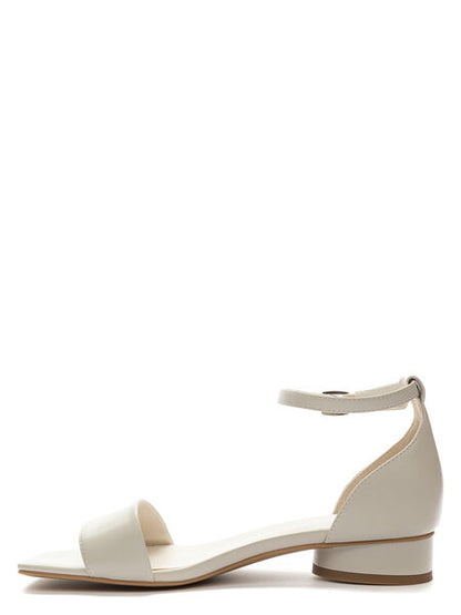 Ivory Ankle Strap Sandal with Low Heel