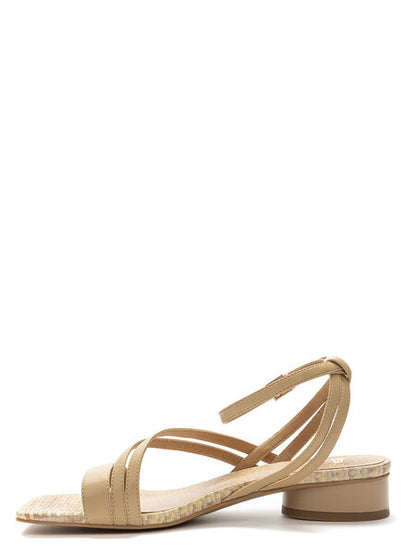 Beige Strappy Sandal with Low Heel