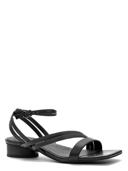 Black Strappy Sandal with Low Heel