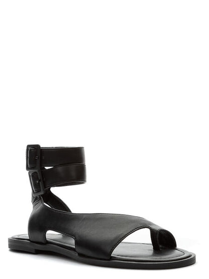 Black Strappy Sandal with Buckle Detail