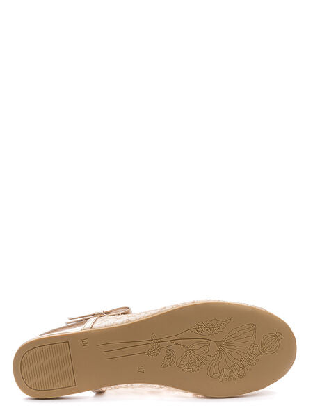 Beige Mesh Slingback Ballet Flat with Embroidery