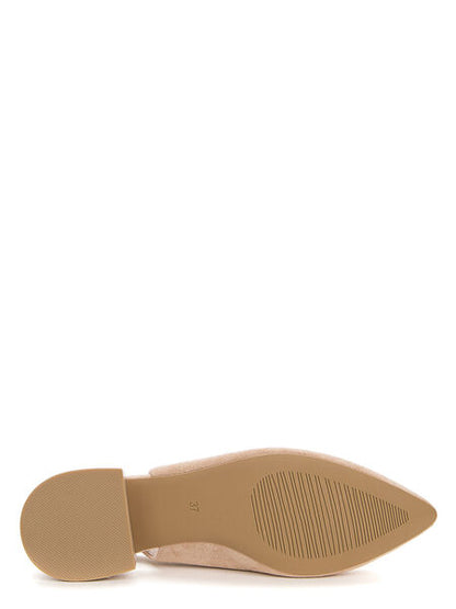 Beige Suede Slingback Block Heel