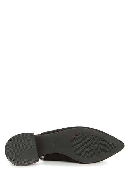 Black Slingback Suede Low Block Heel