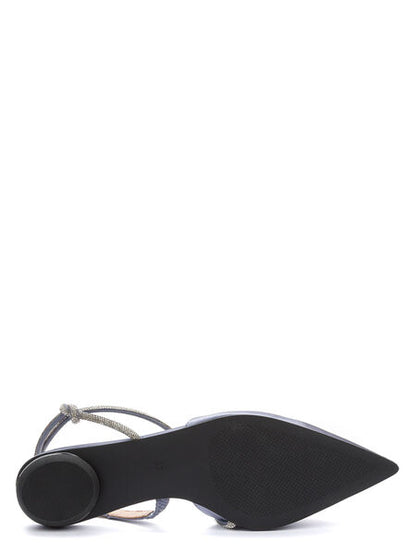 Silver Pointed Flats with Elegant Strap