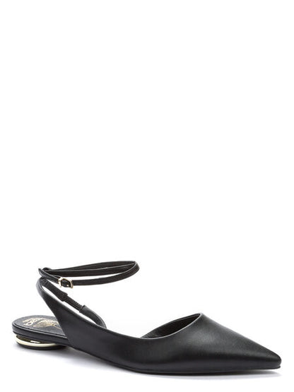 Black Pointed Toe Ankle Strap Flats
