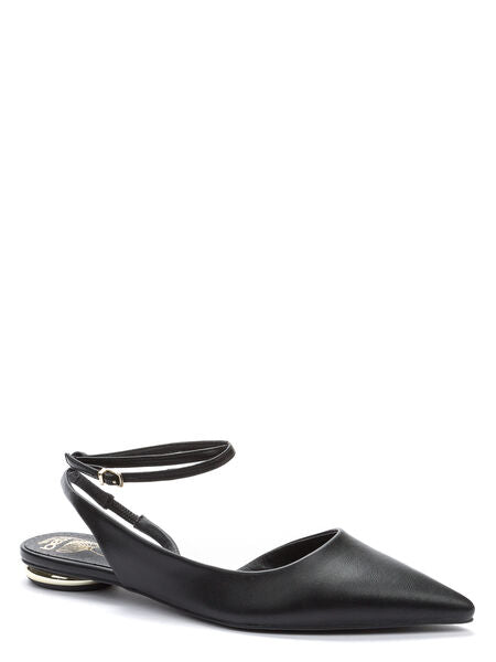 Black Pointed Toe Ankle Strap Flats
