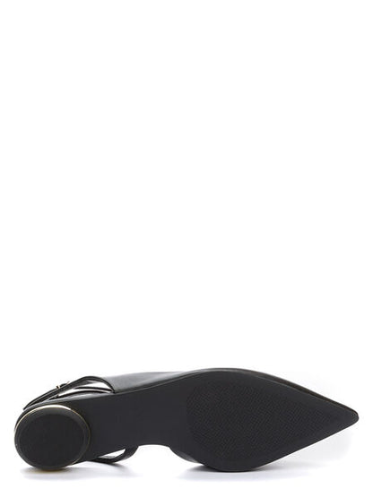 Black Pointed Toe Ankle Strap Flats