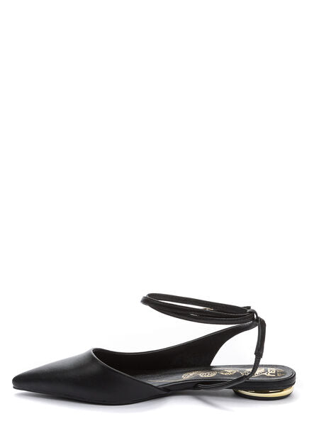 Black Pointed Toe Ankle Strap Flats