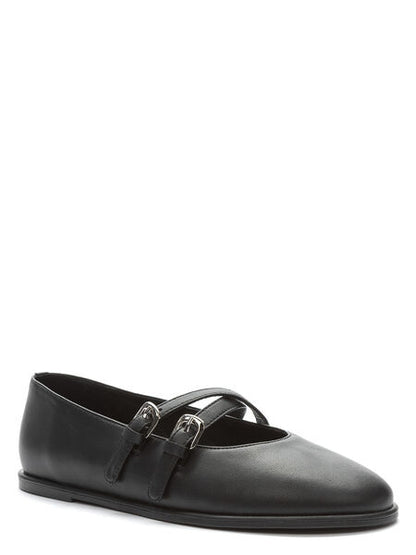 Black Double Strap Ballet Flats