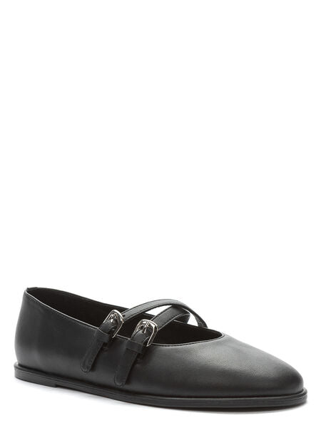 Black Double Strap Ballet Flats