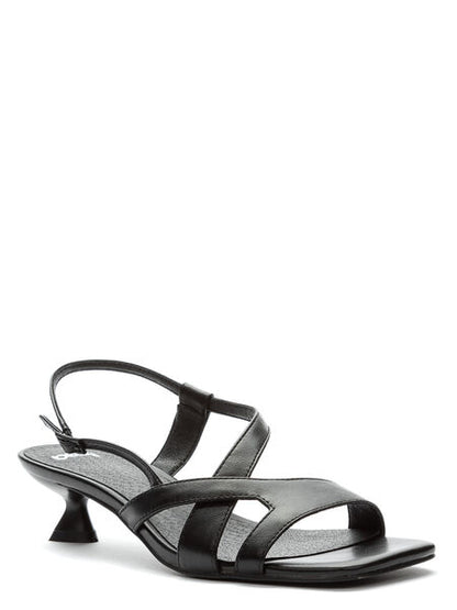 Black Strappy Sandal with Kitten Heel