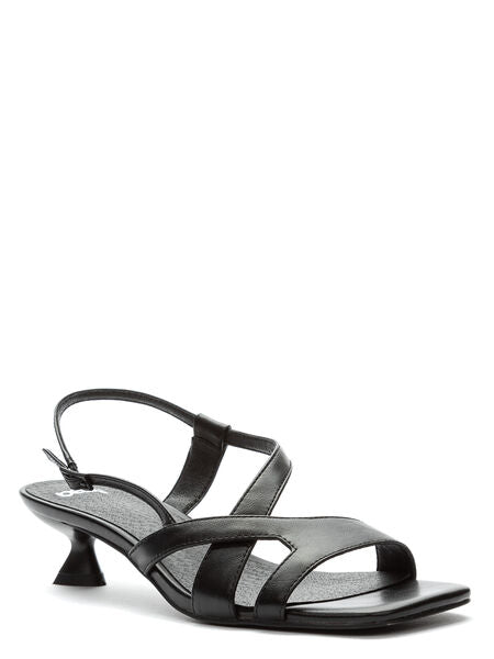 Black Strappy Sandal with Kitten Heel