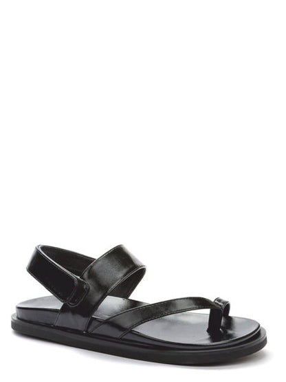 Black Strap Sandal with Adjustable Closure