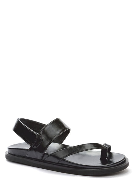 Black Strap Sandal with Adjustable Closure