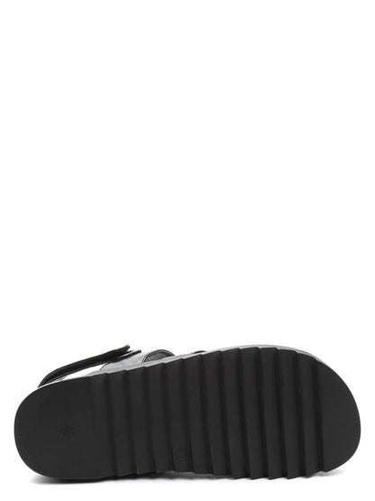 Black Strap Sandal with Adjustable Closure