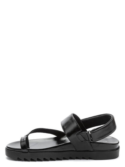 Black Strap Sandal with Adjustable Closure