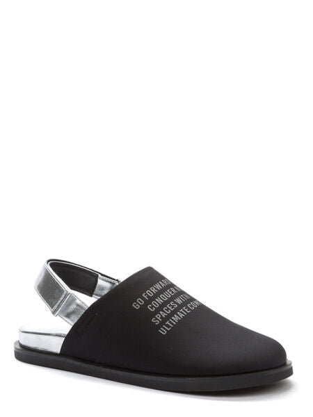 Black Slingback Mule with Metallic Accents
