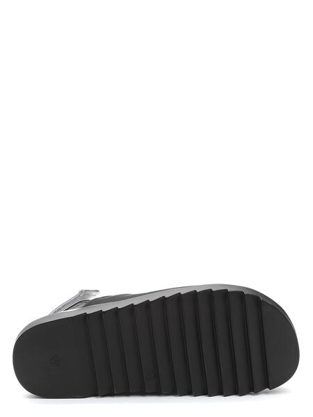 Black Slingback Mule with Metallic Accents