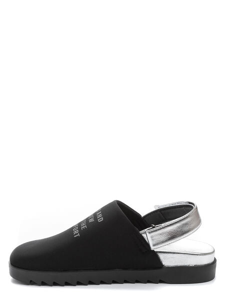 Black Slingback Mule with Metallic Accents