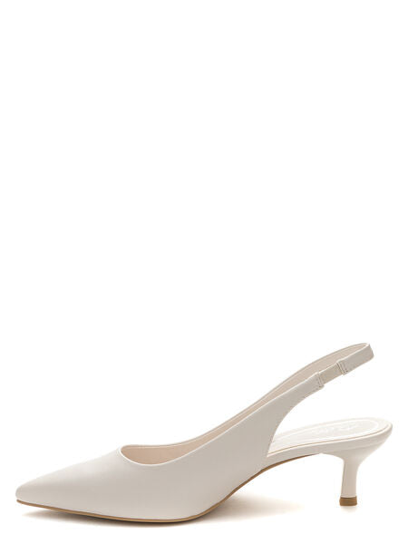White Slingback Low Heel Pointed Toe Shoes