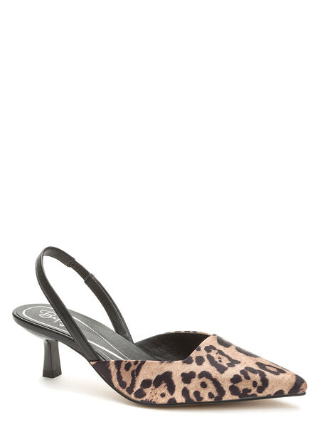 Animal Print Kitten Heel Slingback Pumps