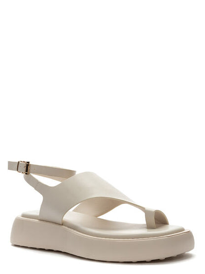 Beige Strappy Platform Sandal with Ankle Buckle