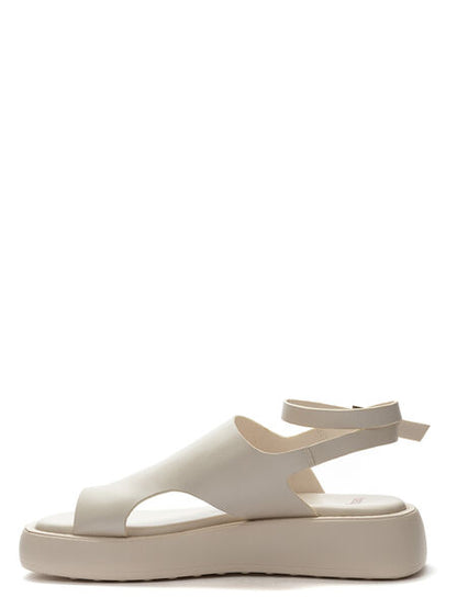 Beige Strappy Platform Sandal with Ankle Buckle