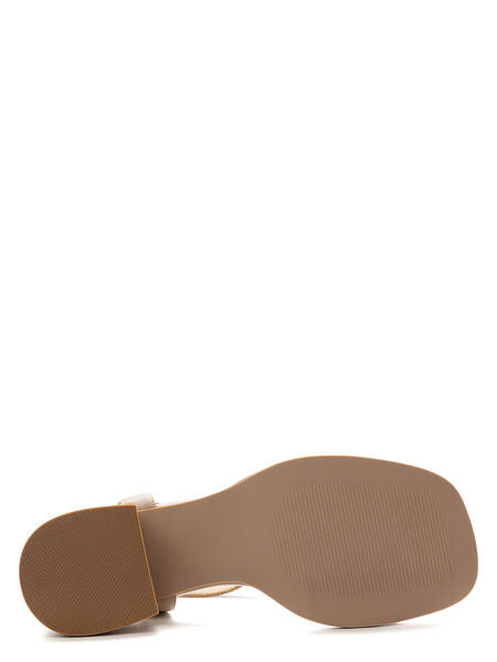 Beige Strappy Block Heel Sandal with Ankle Strap